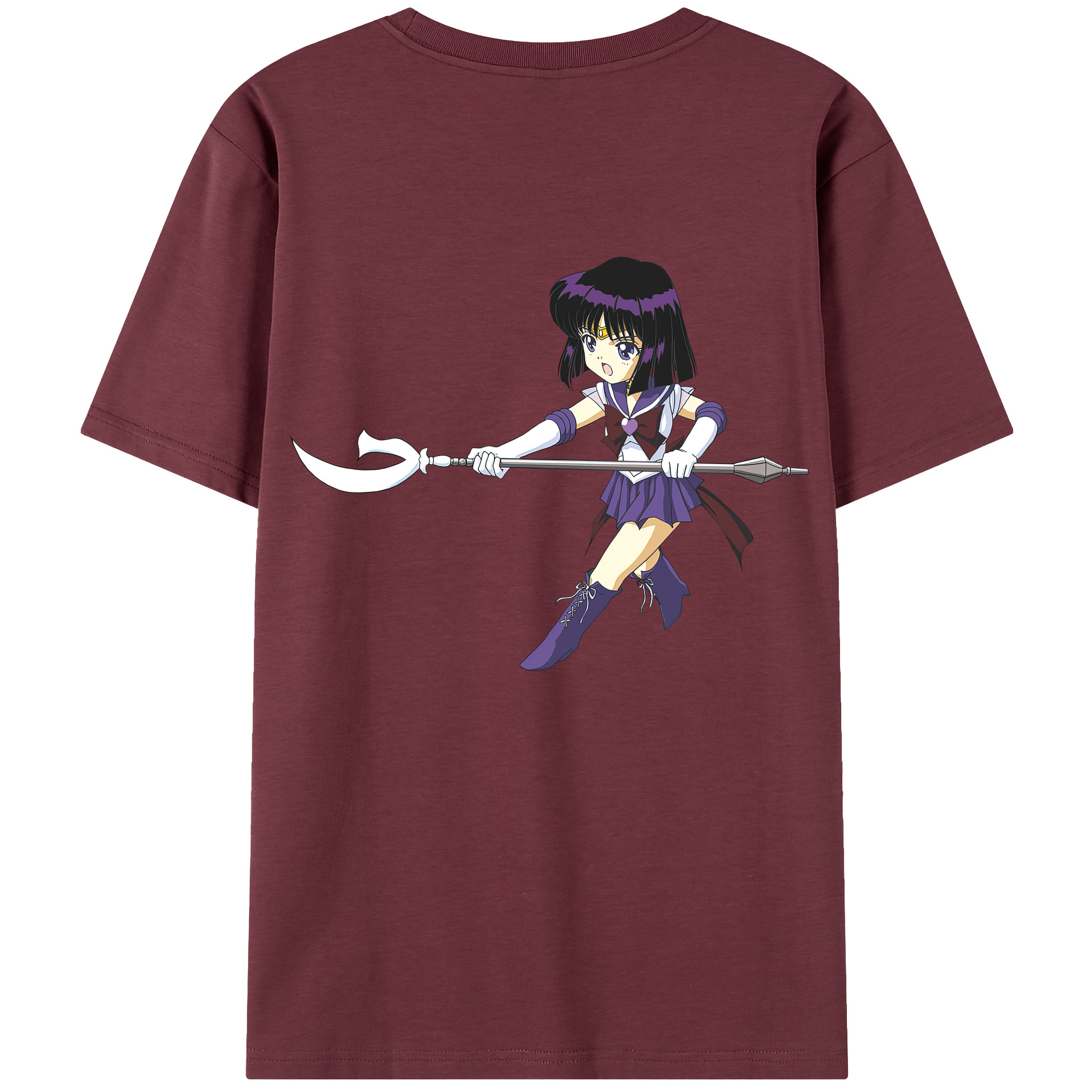 （画像用） 美少女戦士セーラームーン 土萠ほたる Sailor Moon Tomoe Hotaru （セーラーサターン；Sailor Saturn） 綿100％半袖Tシャツ（背面プリント）